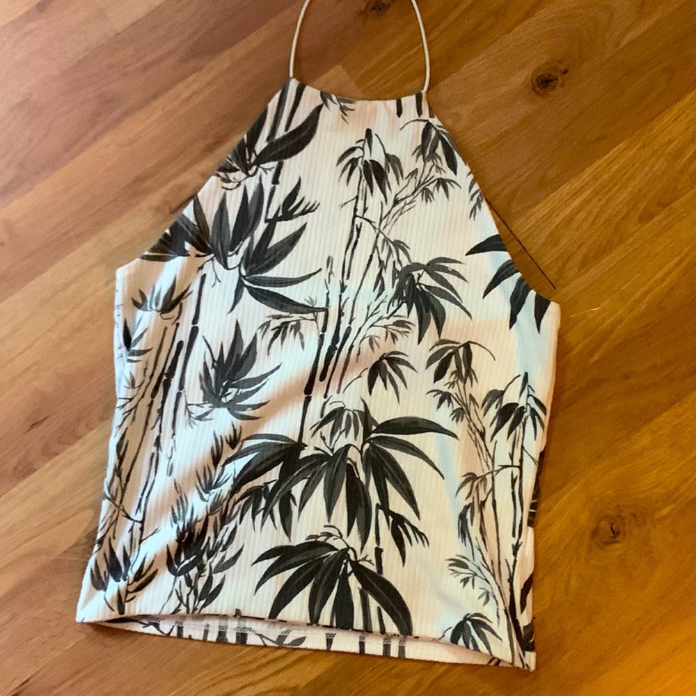🌴 Halter Top Palm Tree Design Sz S